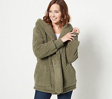 As Is Cuddl Duds Double Faced Cozy Sherpa Wrap Coatigan