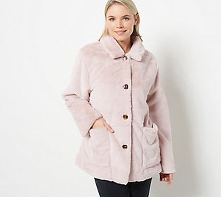 As Is Cuddl Duds Everyday Luxe Faux Fur Shirt Jacket