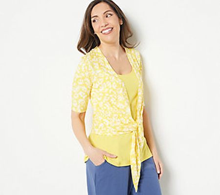 As Is Cuddl Duds Flexwear Tank and Elbow Slv Cardi Twin Set