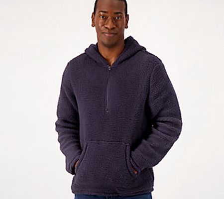 As Is Cuddl Duds Men's Cloud Fleece Quarter Zip Hoodie