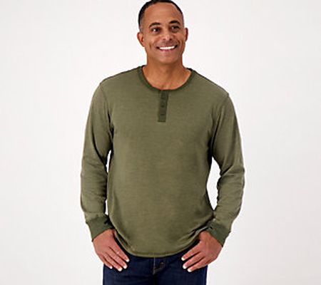 As Is Cuddl Duds Men's Double Jersey Henley