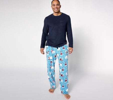As Is Cuddl Duds Men's Fleeceware withStretch Pajama Set
