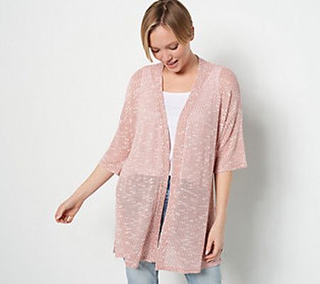 As Is Cuddl Duds Openwork Sweater Knit Wrap