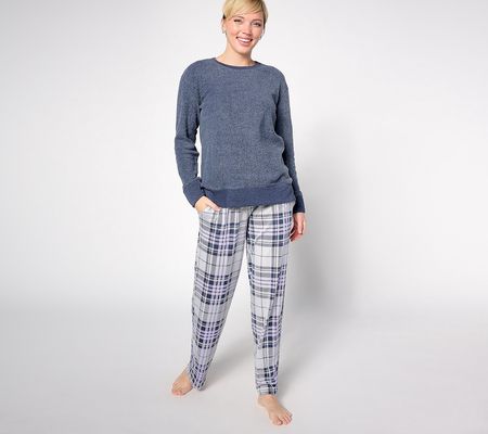 As Is Cuddl Duds Petite Frosted Brushed TerryPajama Set