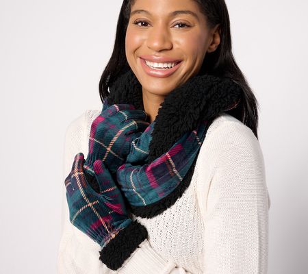 As Is Cuddl Duds Reversible Infinity Scarf and Glove Set