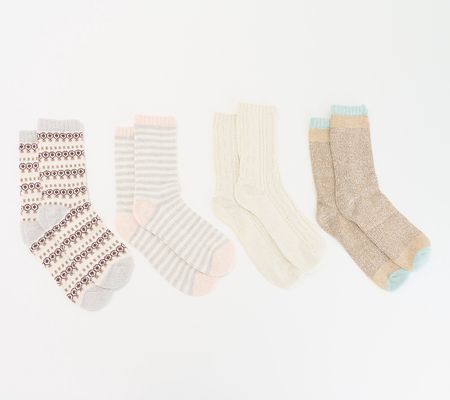 As Is Cuddl Duds Set of 4 Women's Cashmere Blend Socks