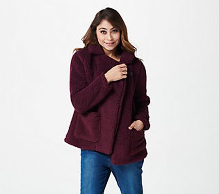 As Is Cuddl Duds Sherpa Wrap Front Jacket
