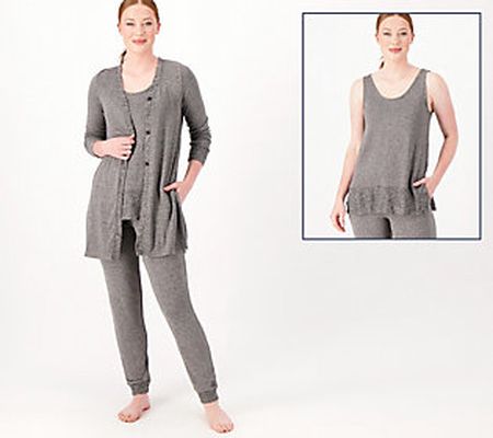 As Is Cuddl Duds Tall Seriously Soft Tank, Cardi,JoggerSet