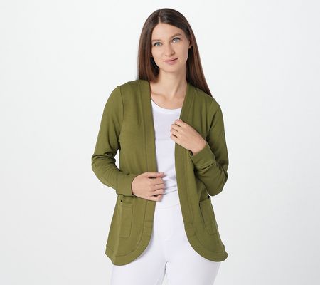 As Is Denim & Co. Active Brushed French TerryCardigan
