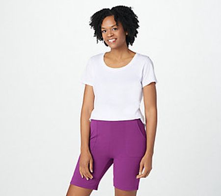 As Is Denim & Co. Active Brushed French TerryShorts SideSlit