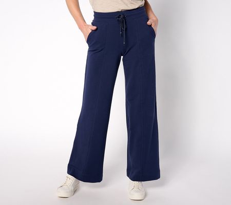 As Is Denim & Co. Active French Terry Regular Wide Leg Pant