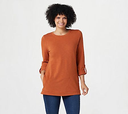 As Is Denim & Co. Active Petite French Terry 3/4Sleeve Tunic