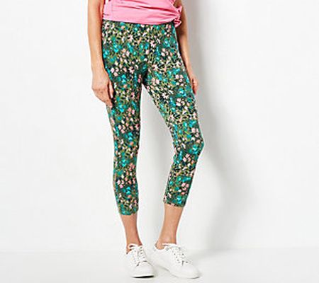 As Is Denim & Co. Active Printed Duo Stretch PullOnCropLeggn