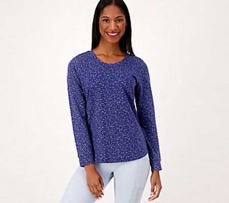 As Is Denim & Co. Active Printed French Terry Scoop Neck