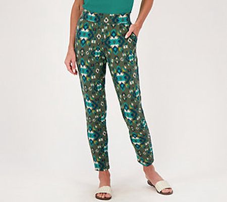 As Is Denim & Co. Active Printed French Terry Slim Ankle Pant