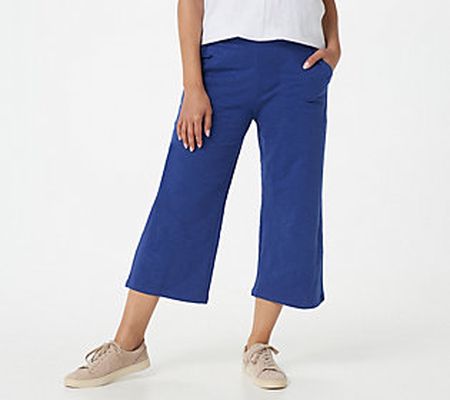 As Is Denim & Co. Active Textured French Terry Crop Pant