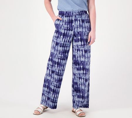 As Is Denim & Co. Beach Jersey Regular Wide Leg Full Pant