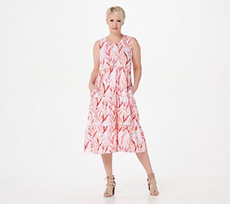 As Is Denim & Co. Beach Pet Linen Blend Knit Midi Dress