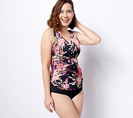 As Is Denim & Co. Beach V-Neck Tankini with Brief