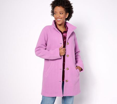 As Is Denim & Co. Button Fleece Bonded with Sherpa Jacket