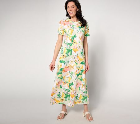 As Is Denim & Co. By the Beach Petite Printed JerseyMaxiDress