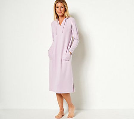 As Is Denim & Co. Comfort Zone Soft BlendKnit Hooded Dress
