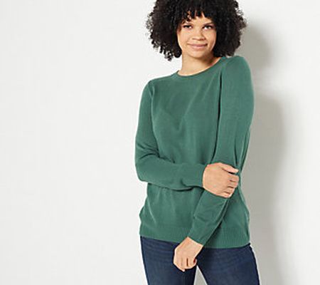 As Is Denim & Co. Crew-Neck Long-Sleeve Sweater