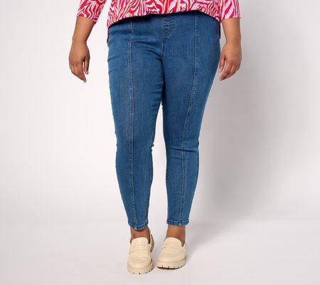 As Is Denim & Co. Easy Stretch Petite Jegging withSeamDetails