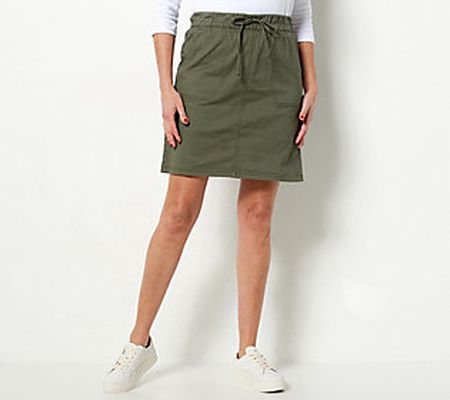 As Is Denim & Co. EasyWear Twill PullOn Skort with Pockets