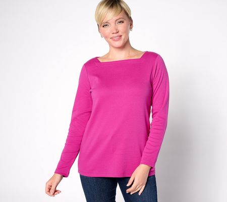 As Is Denim & Co. Essential Interlock Square Neck Top