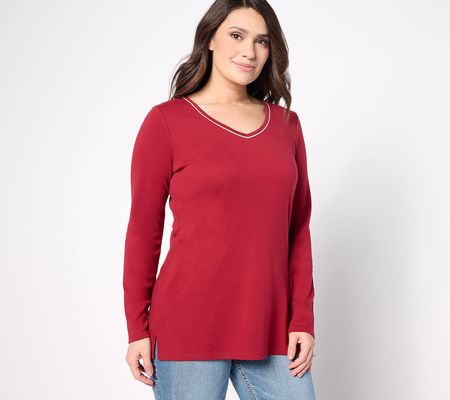 As Is Denim & Co. Essentials Petite Long Sleeve Tunic
