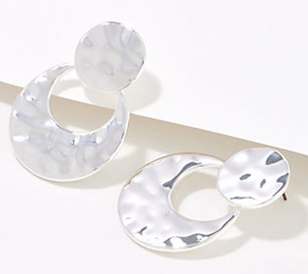 As Is Denim & Co. Hammered Disk Earrings,Pierced