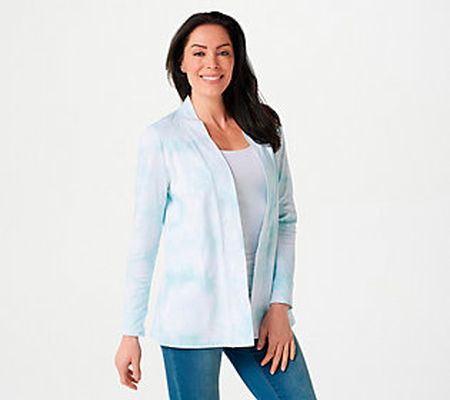 As Is Denim & Co. Jersey Crystal Wash Open Front Cardigan