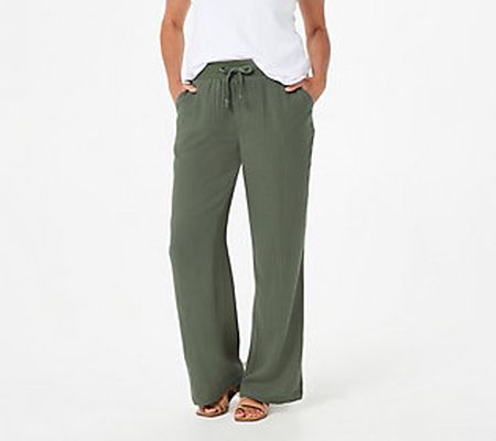 As Is Denim & Co. Naturals Crinkle Gauze Pant with Pockets