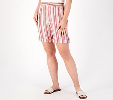 As Is Denim & Co. Naturals Regular LinenBlend Shorts w/Cuff
