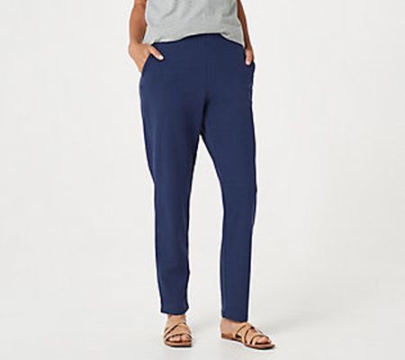 As Is Denim & Co. Petite French Terry Full- Length Pants