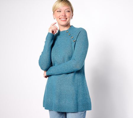 As Is Denim & Co. Petite Tunic Sweater Pullover