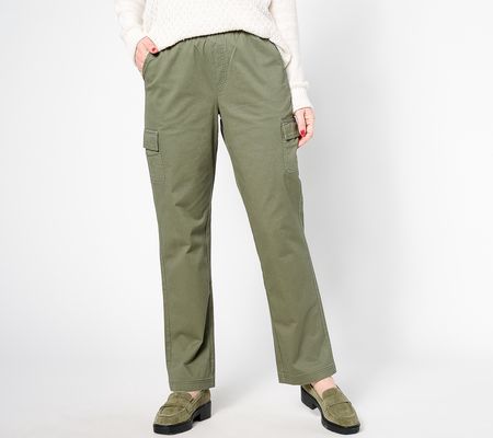 As Is Denim & Co. Reg EasyWear Twill Pull-On Cargo Pants