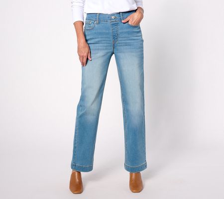 As Is Denim & Co. Regular Cozy Touch Slim Straight Jean