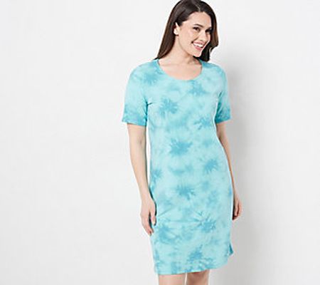 As Is Denim & Co. Regular FrenchTerry Crystal Tie-Dye Dress