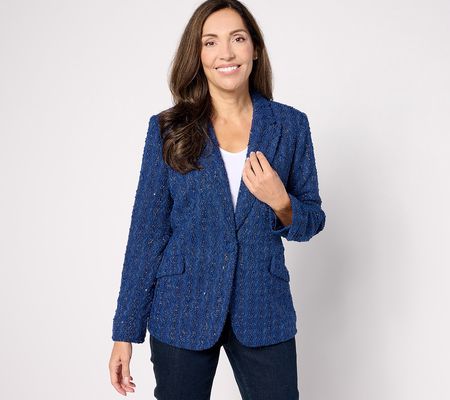 As Is Dennis Basso Boucle Blazer with SequinAccents