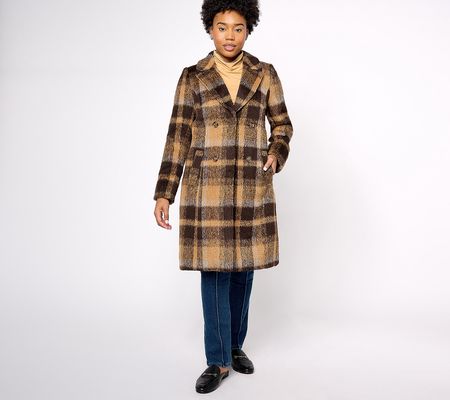 As Is Dennis Basso Choice of Plaid Or Solid Button Coat