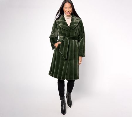 As Is Dennis Basso Faux Mink Coat with ShawlCollar