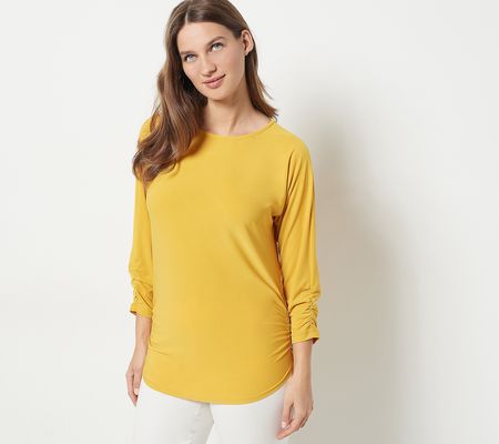 As Is Dennis Basso Italia Knit Dolman SleeveRuched Top