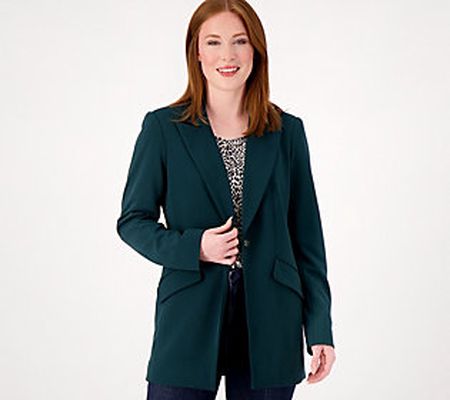 As Is Dennis Basso Luxe Crepe Notched Collar Blazer