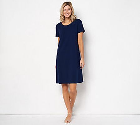 As Is Dennis Basso Luxe Crepe Shift Dress
