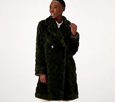 As Is Dennis Basso Madison Avenue Textured Faux Fur Coat