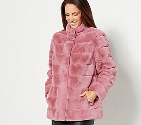 As Is Dennis Basso Pelted Faux Mink Jacket