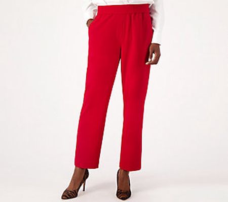 As Is Dennis Basso Petite Luxe Crepe Slim Leg Pants w/ Kick