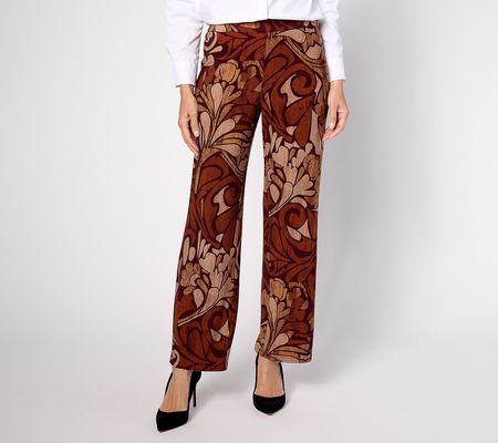 As Is Dennis Basso Petite Printed Knit FullLength Pants